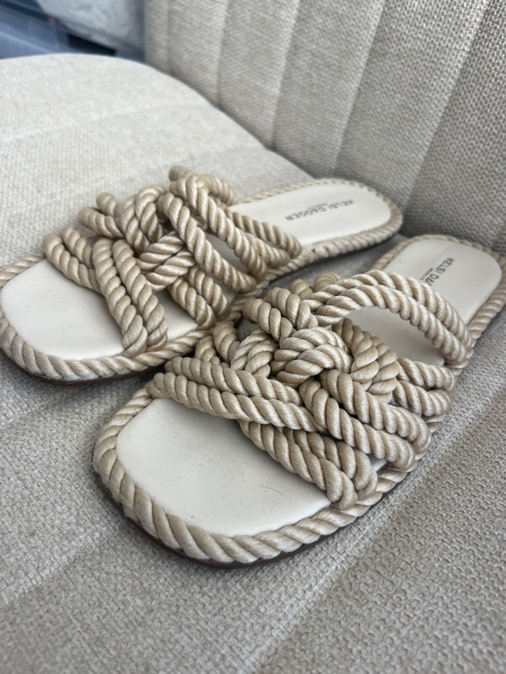 Kelsi dagger Brooklyn rope beachy slide sandals cream size 8 - Picture 4 of 6